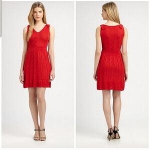 M by Missoni Red Zig Zag Bow knit Dress